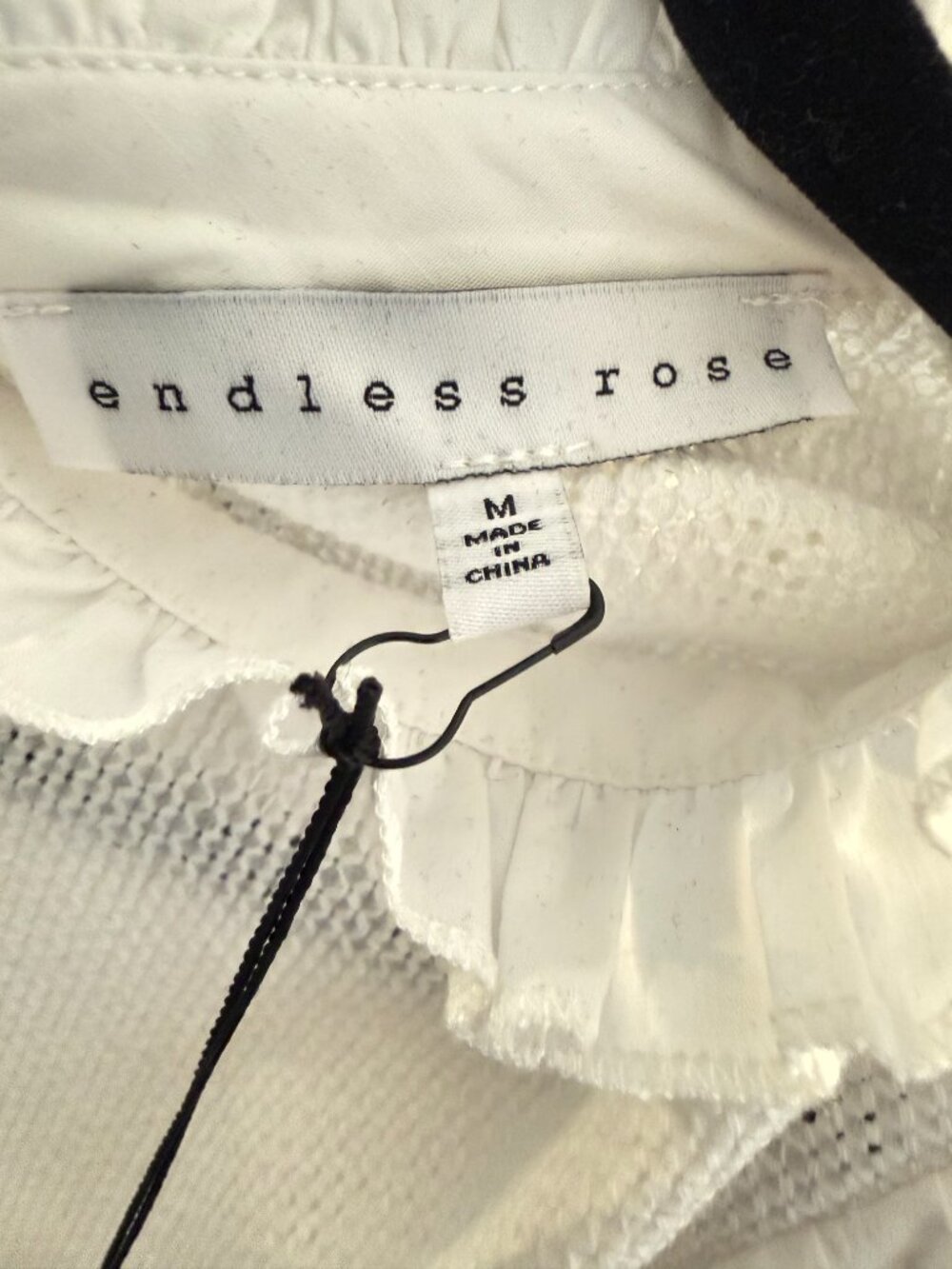 Endless Rose White Eyelet Ruffle Mixed Media Blouse Size M NWT Romantic - Picture 8 of 9